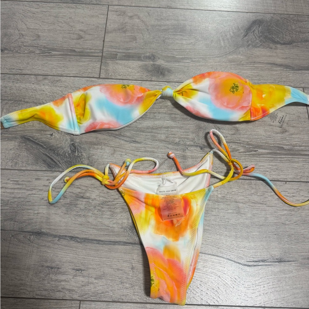White Fox Boutique Multicolor Tie-Dye Bikini